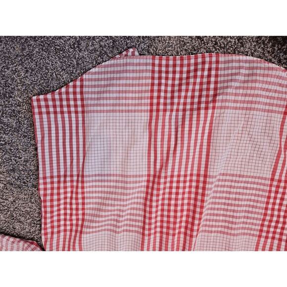 womens Vtg blouse collar red white plaid short sleeve button up western country - Picture 7 of 11